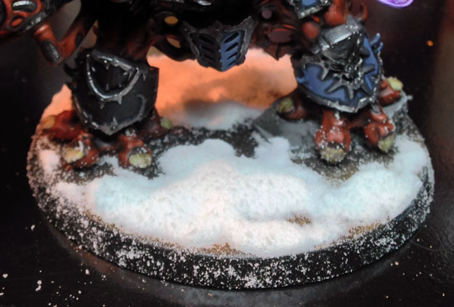 Fluffy snow on the miniature base