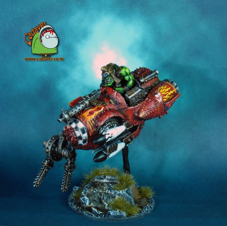 Painting Showcase: Space Orks - Evil Sunz Mek on Deff-Jetbike