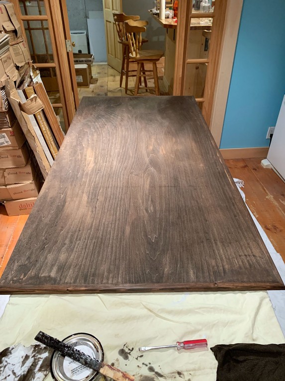 Brown stain sanded down
